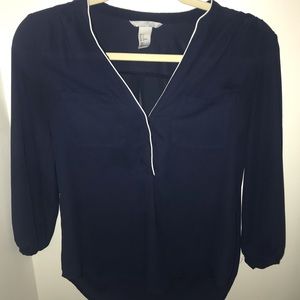 H&M blue sheer long sleeve business shirt